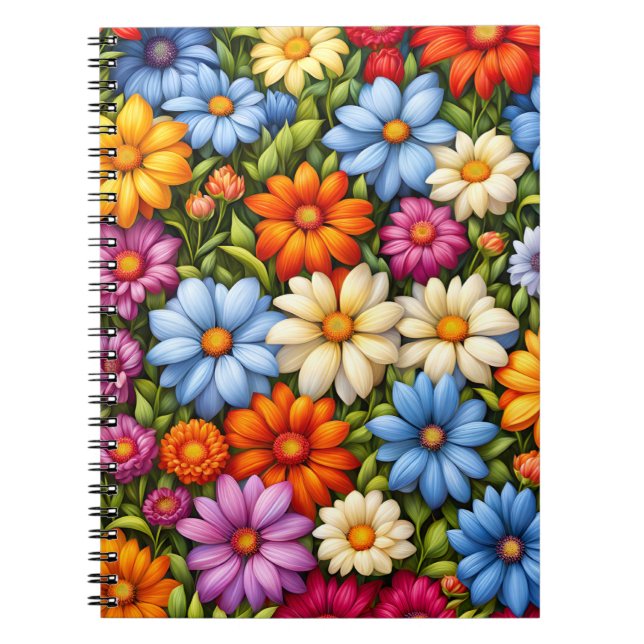 Pretty Flowers, Brightly Colored, Notebook (Front)