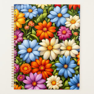 Pretty flowers, brightly colored, planner