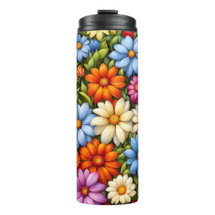 Pretty Flowers, Brightly Colored, Thermal Tumbler
