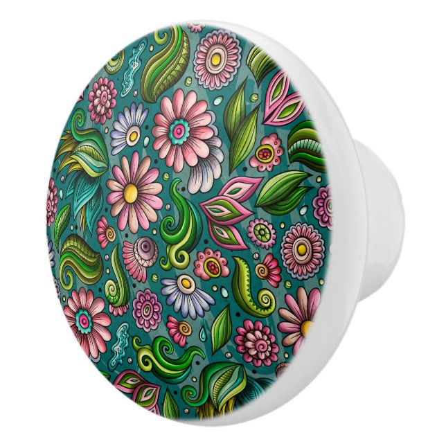 Pretty Flowers Ceramic Knob (Right)