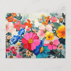 Pretty Flowers Colorful Floral Pattern Beautiful Postcard