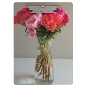Pretty Flowers For February Photograph+Custom Name Clipboard