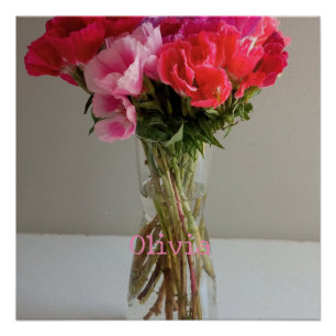 Pretty Flowers For February Photograph+Custom Name Poster