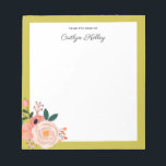 Pretty Flowers, Gold From the Desk of Personalised Notepad<br><div class="desc">This pretty notepad features modern multi colour flowers and your personalisation.  Use the template form to add your text.</div>