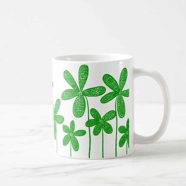 Pretty Flowers - Green Coffee Mug (Right)