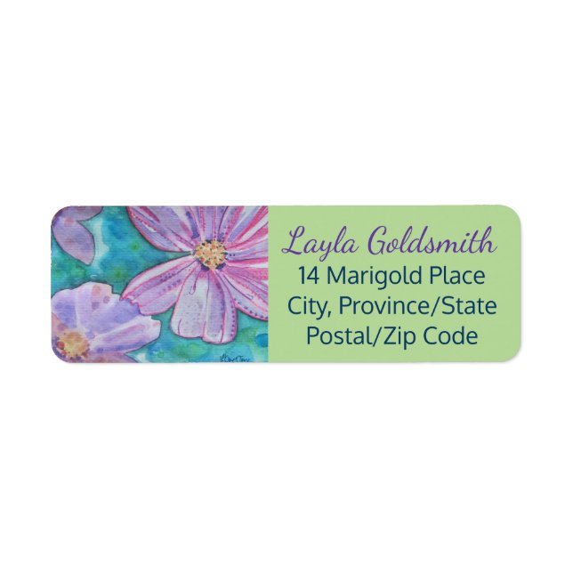 Pretty Flowers Modern Address Labels (Front)