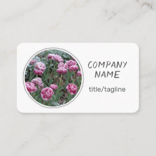 pretty flowers pink tulips on white  business card
