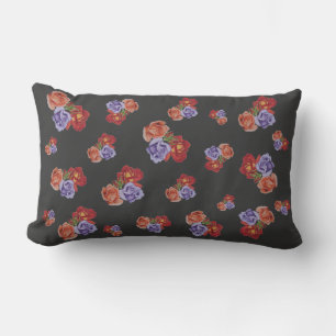 pretty flowers red roses and rose buds floral lumbar cushion