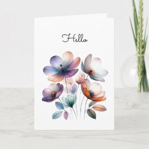 Pretty Flowers Watercolor Illustration Greeting Card
