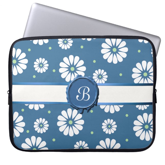Pretty Flowers with Monogram Laptop Case (Front)