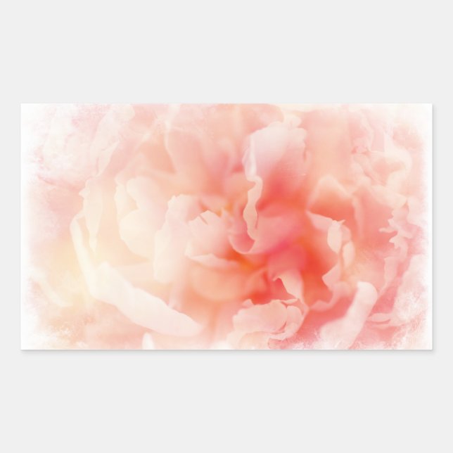 Pretty Fluffy Pink Peony Rectangular Sticker (Front)