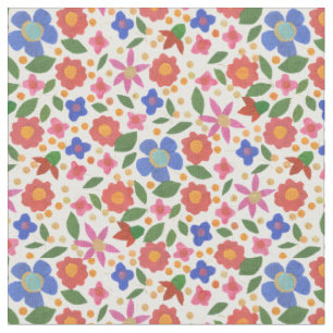 Pretty Folk Art Style Floral Fabric to Customise