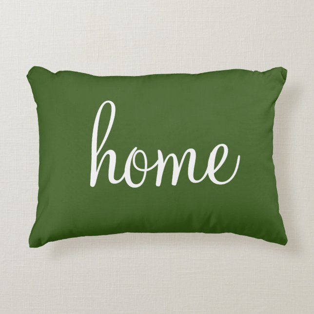Pretty forest green "home" accent pillow (Front)