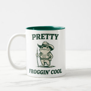 Pretty Froggin Cool Frog Toad Meme Lovers Vintage Two-Tone Coffee Mug