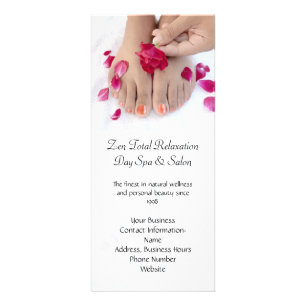 Pretty Fuchsia Pink Rose Pedicure Salon Rack Card