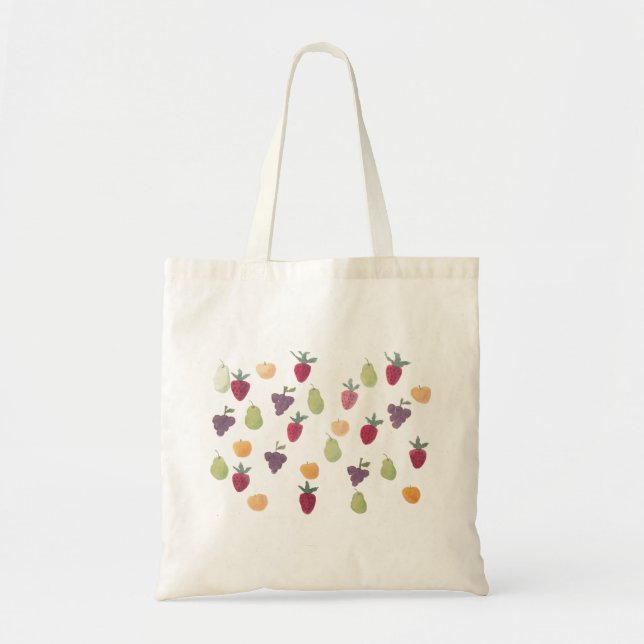 Pretty Fun Colourful Watercolor Fruit Tote Bag (Front)