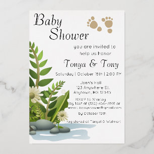 Pretty Garden Baby Shower Foil Invitation