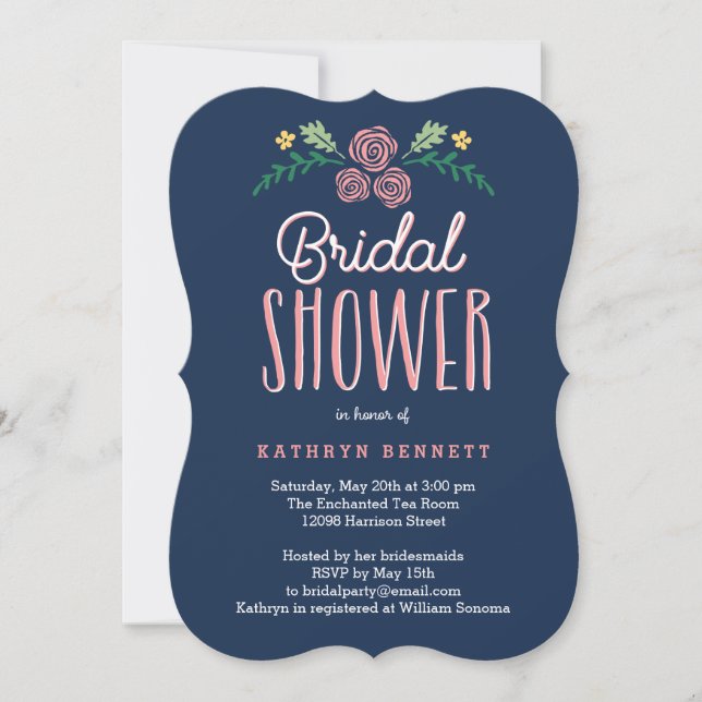 Pretty Garden Editable Colour Bridal Shower Invite (Front)
