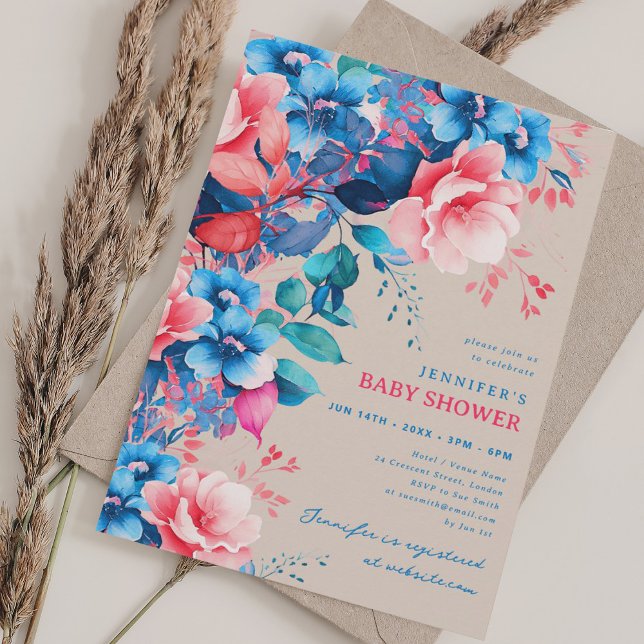 Pretty Garden Floral Baby Shower Champagne Invitation (Pretty Garden Floral Baby Shower Champagne Invitation)