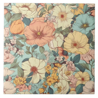 Pretty Garden Floral Tile