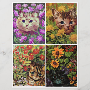 Pretty Garden Kitties by Louis Wain