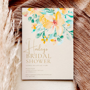 Pretty garden yellow green floral bridal shower invitation