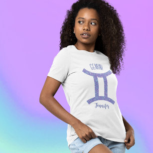 Pretty Gemini Astrology Sign Custom Birthday T-Shirt