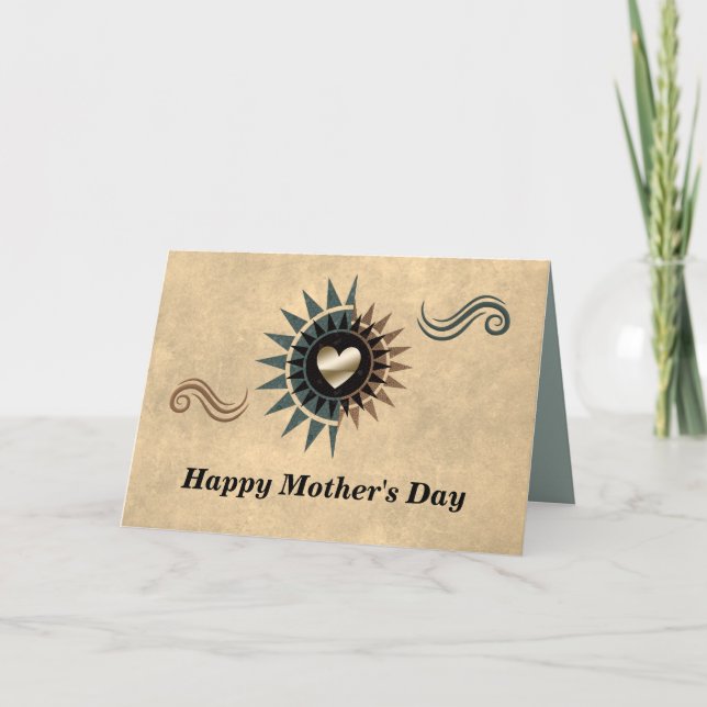 Pretty Geometric Mother's Day Card with Heart (Front)