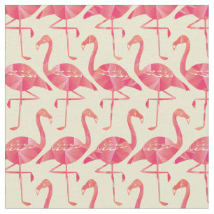 Pretty Geometric Pink Flamingos Pattern Fabric