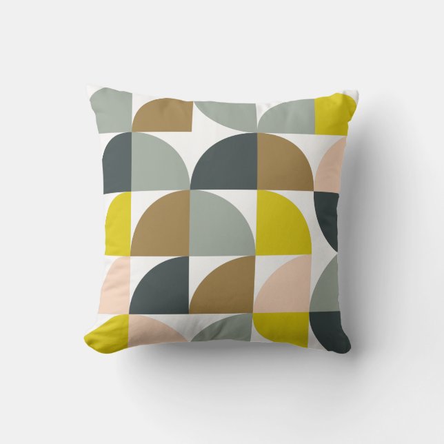 Pretty Geometric Shapes Pattern in Soft Colours Cushion (Front)
