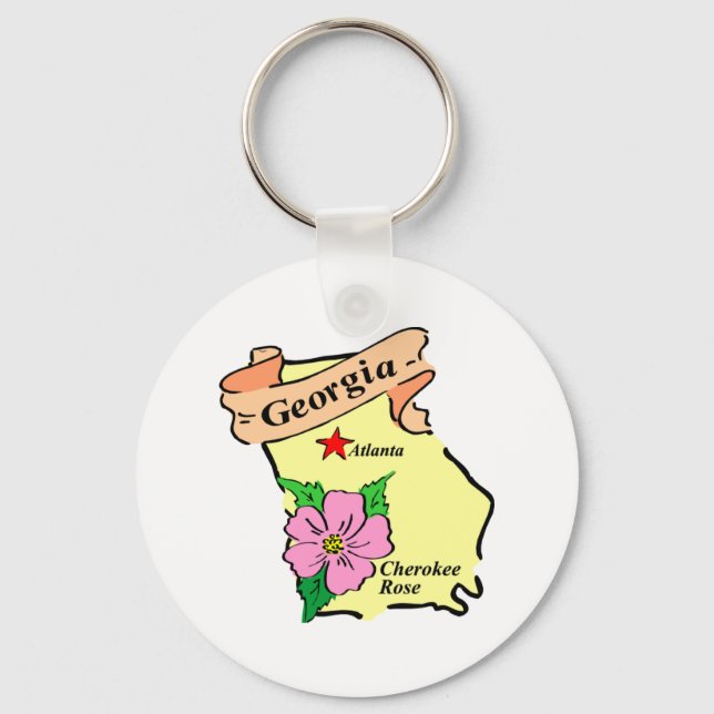 Pretty Georgia Map Tees and Gifts Key Ring (Front)
