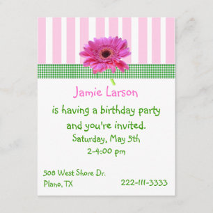 Pretty Gerber Daisy Girl's Birthday Invitation