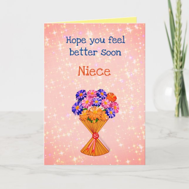 Pretty Get Well Soon Niece Greeting Card (Front)