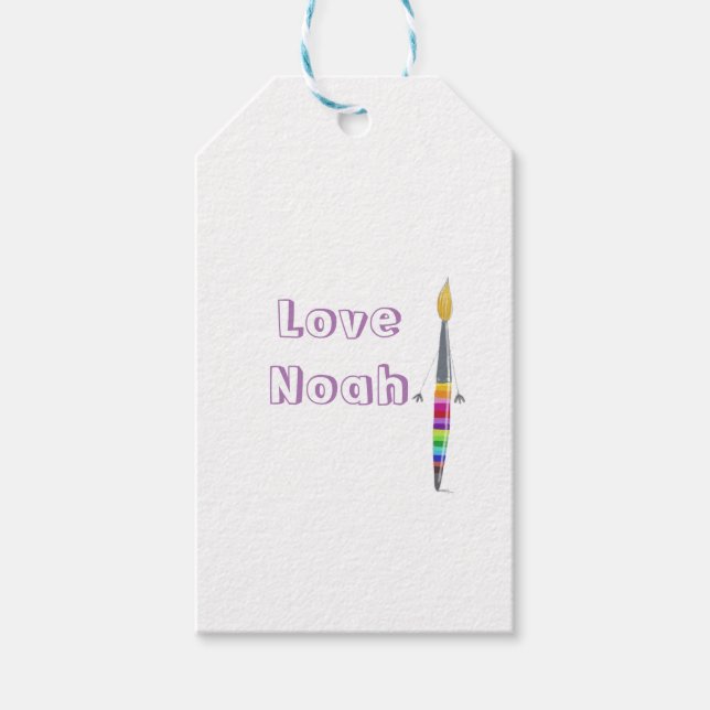 Pretty Gift Tag With Paintbrush Illustration (Front)