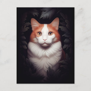Pretty Ginger Cat Among Leaves Postcard
