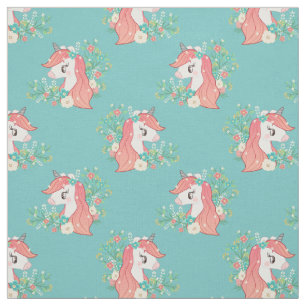 Pretty Ginger Floral Unicorn Pattern Fabric