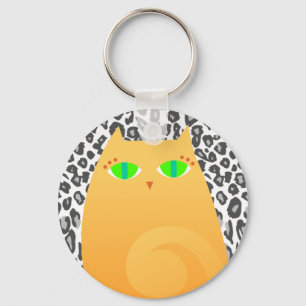 Pretty Ginger Kitty on Snow Leopard - Keychain