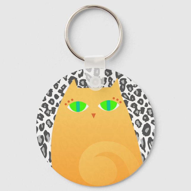 Pretty Ginger Kitty on Snow Leopard - Keychain (Front)