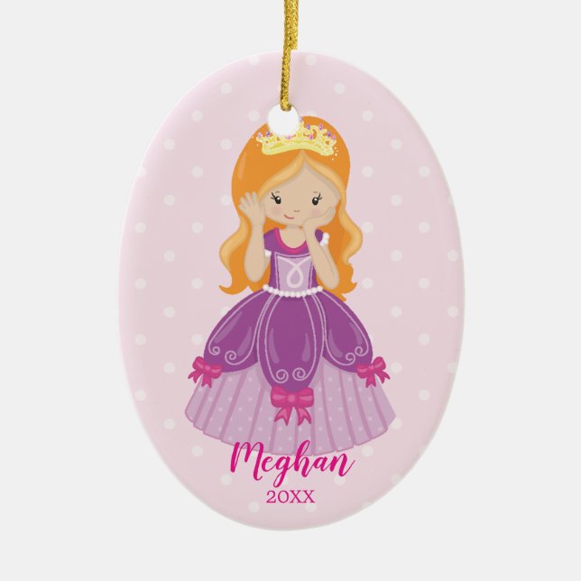 Pretty Ginger Princess Christmas Ornament (Front)