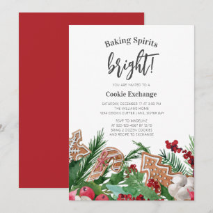 Pretty Gingerbread Cookie Exchange Party Invitation