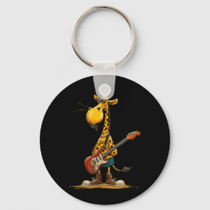 Pretty Giraffe with Electric Guitar for a Rocking Key Ring