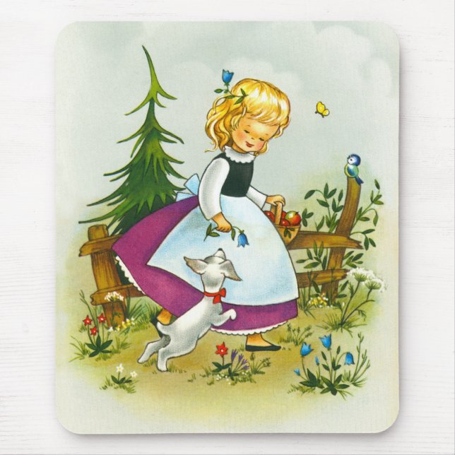 Pretty girl and dog mouse pad (Front)