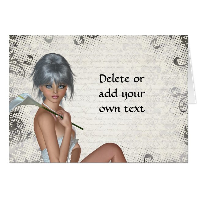Pretty girl  and silver damask (Front Horizontal)