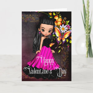 Pretty Girl Happy Valentine's Day Card 1