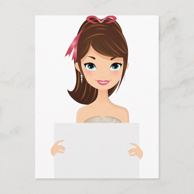 Pretty Girl holding sign Postcard (Front)