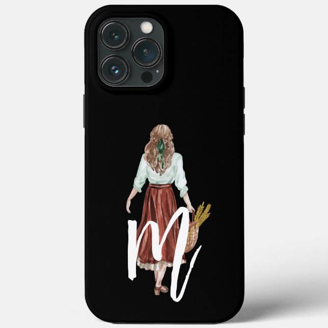 Pretty girl Initial Cool calligraphy Stylish Black Case-Mate iPhone Case (Back)