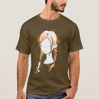 Pretty girl long hairstyles red T-Shirt