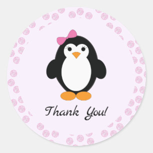 Pretty Girl Penguin Classic Round Sticker