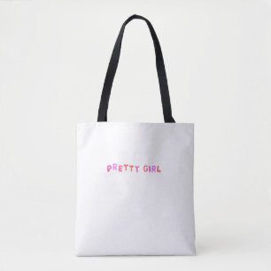Pretty Girl Pink Bubble Letters Cute Aesthetic Tote Bag