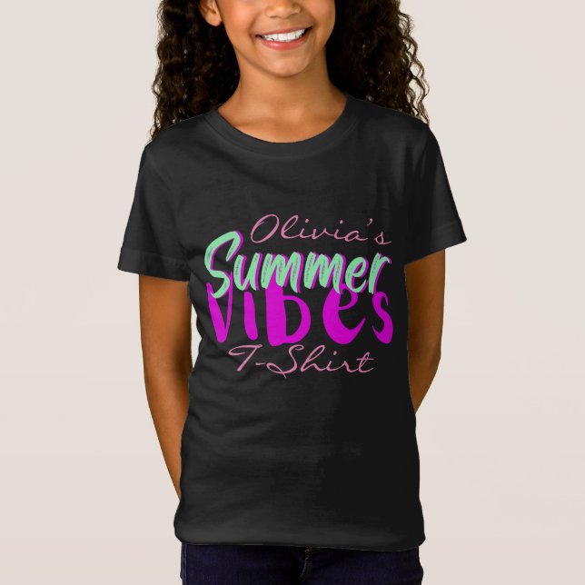 Pretty Girl’s Text Summer Vibes  T-Shirt (Front)
